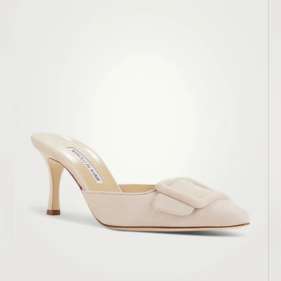 MANOLO BLAHNIK Maysale 70 Suede Mules - Picture 1 of 10